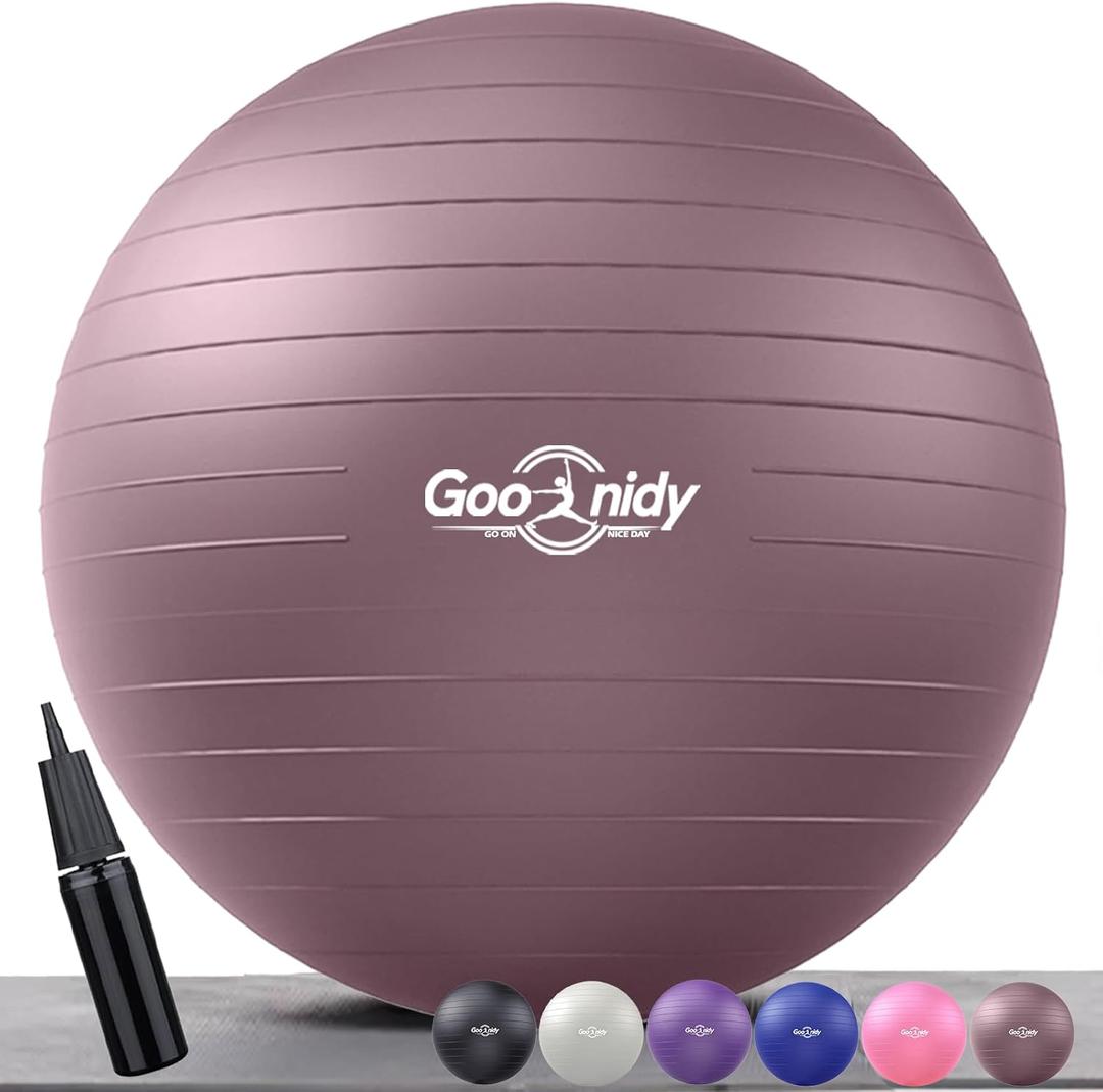 Soft Exercise Ball, Anti-Burst Pilates Yoga Ball Chair Supports 2200lb, Workout Equipment w/ Pump for Women Pregnancy, Medicine, Birthing, Physical Therapy, Stability, Excersing, Birth, Swiss, Fitness (M(48-55cm), Rosy Morning Glow)