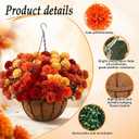 Canlierr 6 Bundle Fall Mum Artificial Flower Hanging Basket for Outdoor Porch Decor Fake Marigold Silk Orange Flower Bouquet Chrysanthemum UV Resistant Realistic Plant Autumn Home Decor (Fall Color)