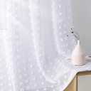 Guken Sheer Curtains 84 Inch Length 2 Panels Sets for Living Room Bedroom 38 Inch Width Boho Drapes Light Filtering Pom Pom Curtains Semi Sheer Nursery Girls Kids Rod Pocket,White,W38xL84