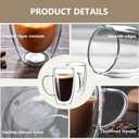 DINGPAl 15 oz Double Walled Glass Coffee Mugs, Set of 4 Large Double Wall Layer Coffee Mug Insulated Borosilicate Glass Cups with Handle and Spoon for Latte, Cappuccino, Espresso, Americano