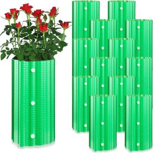 Queekay 12 Pcs Rose Cones for Winter Protection, 16.5 x 9 Inch Winter Rose Collars Bush Cover for Keep Warm, Protecting Plants from Wind Blows Freeze Animals Eating Indoor Outdoor Gardens (Green)