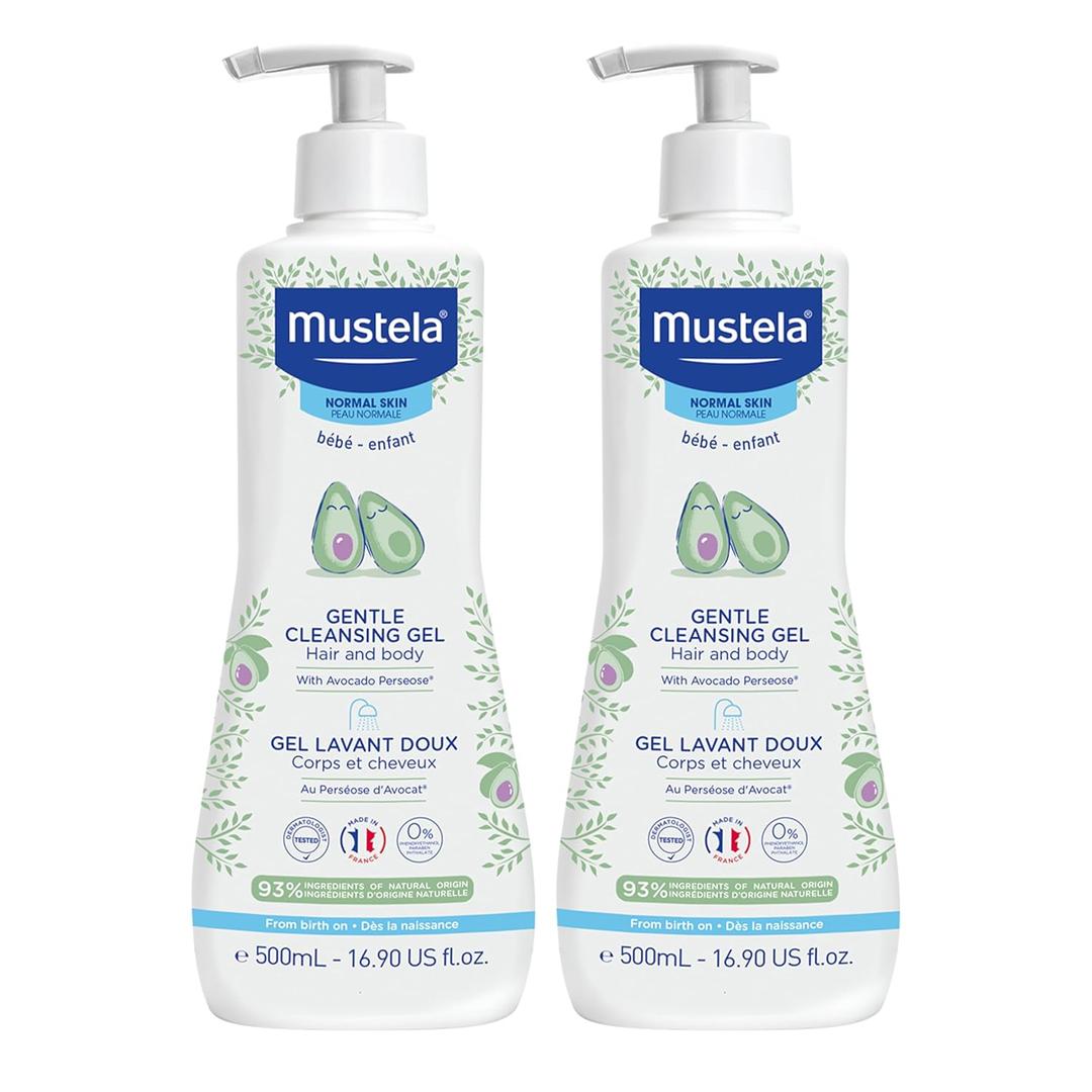 Mustela Baby Gentle Cleansing Gel - Baby Hair & Body Wash - with Natural Avocado fortified with Vitamin B5 - Biodegradable Formula & Tear-Free - 1 or 2-Pack - Various Sizes