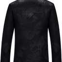 Tang Suit Men Hanfu Chinese Traditional Clothes Kung Fu Shirt Uniform Long Sleeved Coat Tops and Pants (Black, M)
