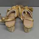 VIMISAOI Women's Bow Knot Heeled Sandals Open Toe High Block Chunky Heels Ankle Buckle Strap Pleated Bride Wedding Party Dress Shoes (10)