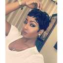 Natural Black Pixie Cut Wig for Black Women Synthetic Pixie Wigs Curly Short Wigs for Black Women Black Layered Wig with Bangs Wavy Short Curly Wig(Black)