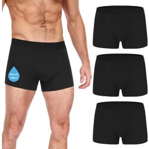 Incontinence Underwear for Men - 100ml Absorbency | Leakproof & Odor-Control | Reusable Washable Bladder Control Boxer Briefs | High-Waist for Night & Active Use [3-Pack] (Black, L)