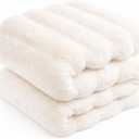 Touchat Luxury Faux Rabbit Fur Throw Blanket for Couch, Super Heavy Warm Cozy Fuzzy Blanket for Sofa Bedroom Living Room, Ultra Soft Fluffy Reversible Plush Blanket for Home Decor Gifts,Cream White (Throw Size - 50" x 60")