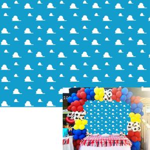 BINQOO 7x5ft Cartoon Blue Sky White Clouds Backdrop Kids Birthday Party Boy Baby Shower Photography Background Photo Studio Props (7x5FT(width 210cm x Height 150cm))
