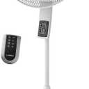 Lasko Oscillating Pedestal Fan, Thermostat, Adjustable Height, Remote Control, Timer, 4 Speeds, for Bedroom, Living Room, Office & Dorm, 16", White, S16614