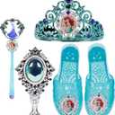 Disney Princess Dress Up Accessory Set Ariel Tiara, Shoes, Wand and Comb Set for Little Girls Role Play Time Costume Toys for 3-6 Years