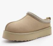 KIDMI Genuine Suede Platform Slippers for Women Fuzzy Winter Warm Shoes Indoor Outdoor Size 41