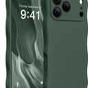 Magnetic for iPhone 17 Pro Case, [Full Camera Protection][Compatible with MagSafe] Cute Wave Frame Silicone Shockproof Protective Phone Case for iPhone 17 Pro 6.3", Alpine Green