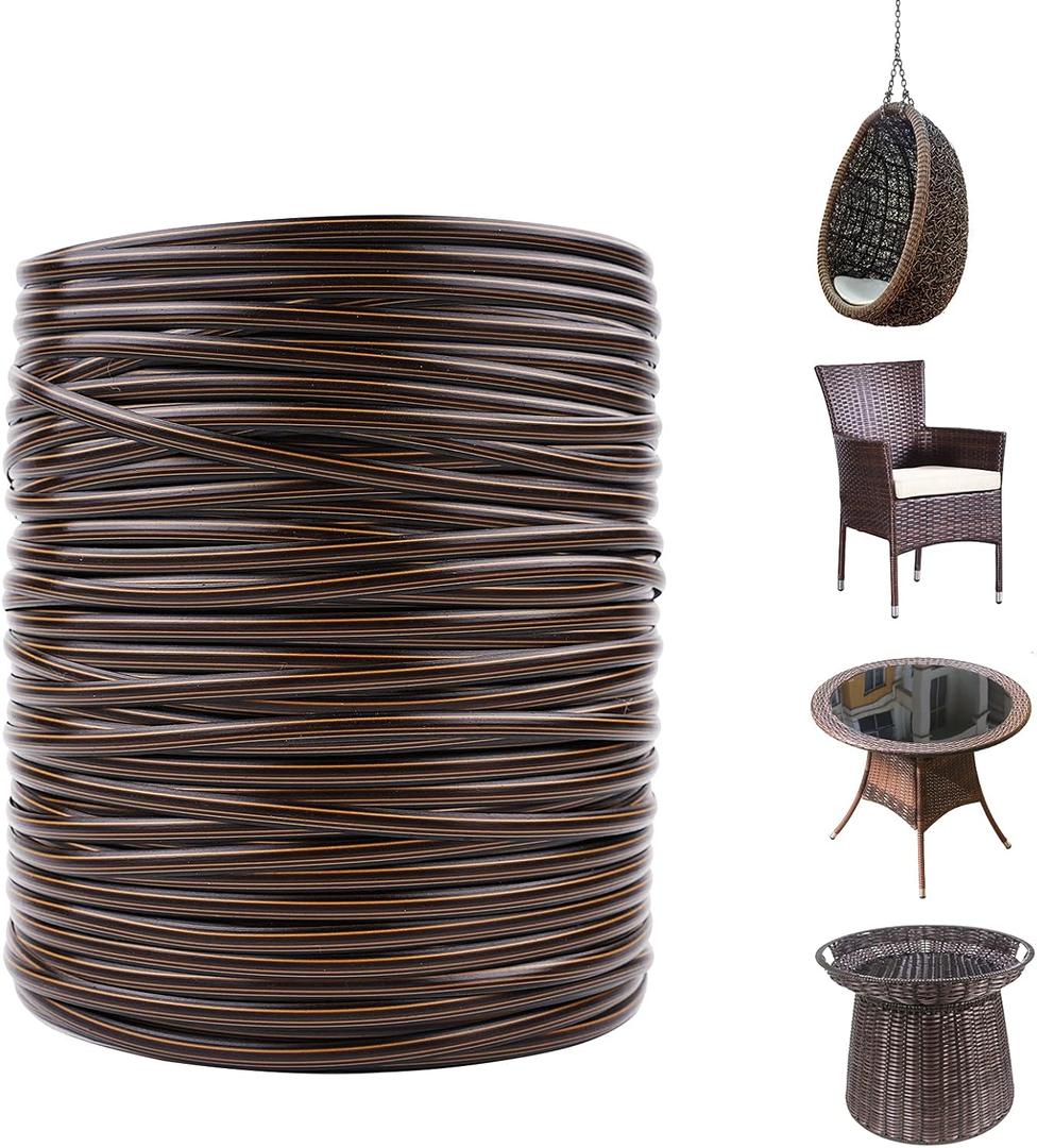 Wicker Repair Material Flat Synthetic Rattan Weaving Material Plastic Rattan for Knit and Repair Chair Table,Storage Basket,Ect (Coffee Gradient A)