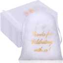 Riakrum 100 Pcs Sheer Organza Bags Wedding Favor Mesh Drawstring Bags Thank You Gift Bag for Guests Candy Candy Gift Bag for Wedding Favors, Bridal Shower, Anniversary, Birthday(5 x 7 Inch,White)