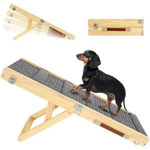 2025 Upgraded Dog Ramp for Couch, Foldable Small Dog Ramp for Low Bed, 4 Adjustable Height from 13'' to 21", Portable Stable Pet Steps with Non-Slip Pad, Pet Ramps Use for Sofa Couch Stairs
