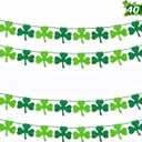 St Patricks Day Decorations - 4PCS Shamrock Garland Banner for Irish Party Supplies, DIY Clover Hanging Banners for Home Mantel Wall Decor, 8.2ft Long, Green & Light Green Felt