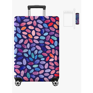 Unique Printed Pattern Travel Luggage Cover, Luggage Tag and Luggage Handle Cover, Elastic Washable Anti-scratch Suitcase Cover Protector (M: 24 Inch Luggage)
