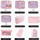 Compression Packing Cubes for Travel, Lightweight Vacation Travel Essentials, Travel Accessories for Suitcase Organizer Bags Set, Durable Luggage Organizer Travel Bags (pink/white 9 set)
