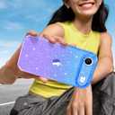 Hython for iPhone Air Case Glitter, Clear Glitter Sparkly Shiny Bling Sparkle Cute Cover, Anti-Scratch Soft TPU Slim Fit Shockproof Protective Phone Cases Women Girls, Gradient Blue/Purple