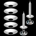 12 Pieces Metal Silver Candle Bobeches Round Candle Drip Guards Taper Candle Wax Drip Catcher Reusable Drip Protectors Candlestick Ring Holder for Wedding Holiday Party Church Home