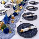 350PCS Navy Blue Plastic Patriotic Plates-Disposable Blue Gold Plates 50guest Plastic Dinnerware include 100Plates,50Pack Pre Rolled Napkins with Silverware 50Cups for Party/Wedding/Halloween
