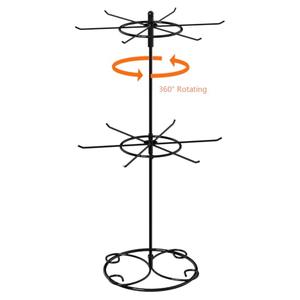 JHJFRAWY Jewelry Stand Organizer, 2-Tier Rotating Necklace Organizer, Spinning Jewelry Keychain Display Tree with 12 Hooks, Easy Assembly for Bedroom and Retail