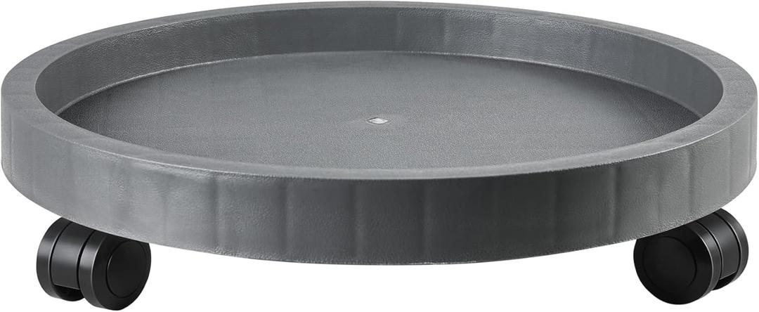 NAZKAEN 11 Inch Planter Caddies Rolling Saucer Caddy with Wheels, Heavy Duty Wheeled Stand for Potted Plant, Round Coaster Roller Base Tray with Casters, Flower Pot Dolly Holder for Indoor Outdoor (Gray)