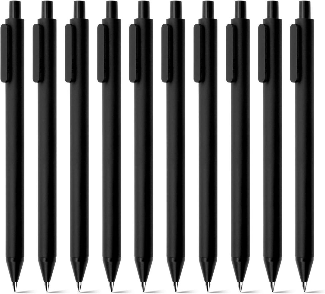 Kaco PURE Gel Pens Black Ink 0.7 mm Medium Point, 10 Pieces Set, Original Design, Quick Drying Aesthetic Note Taking Pens Office Supplies Cute Stationery (10 Black)