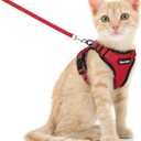 Dooradar Cat Harness and Leash Set, Escape Proof Safe Adjustable Kitten Vest Harnesses for Walking, Easy Control Soft Breathable Mesh Jacket with Reflective Strips for Cats, Red, S