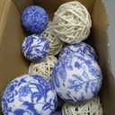 36 Pcs Blue and White Decorative Balls Chinoiserie Orbs Decoration for Centerpiece Bowls 2.4 Inch Wicker Rattan Balls 1.57 Inch Spheres Gifts for Xmas Party Farmhouse Vases Home Table Decor