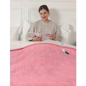 ESTINGO Electric Blanket Heated Blanket Full Size - 72"x84" Electric Heated Blanket with 6 Heating Levels & 1-10 Hours Adjustable Timer, Fast Heating Blanket for Full Body, Light Pink