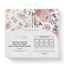 Graco Pack and Play Sheets Fitted, TotAha Buttery Soft Mini Crib Sheets Girl, Floral Pack N Play Mattress Sheets Hypoallergenic, Premium Jersey Playrad Sheets, Meredith Allover & Pale Pink, 2 Pack