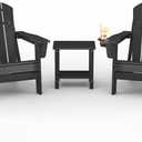 Folding Adirondack Chair Set of 2 with Side Table, HDPE All-Weather with Cup Holder, Chair x2+Table x1