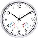 Caysie 12 Inch Sealed Indoor Outdoor Clocks Waterproof with Thermometer and Hygrometer Combo, Silent Battery Operated Quartz Wall Clock for Patio Pool Bathroom Outside Home (Silver)