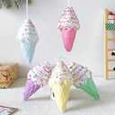 Ice Cream Party Decorations Ornaments, 5pcs Christmas Tree Hanging Candy Gift, Macaron Color Dessert Pendant Set for Xmas New Year Easter Birthday Home Party Supplies (Ice Cream)