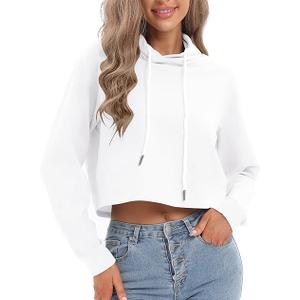 Avanova Women Cropped Long Sleeve Hoodie White M