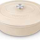 vancasso 9.3 Qt Oval Enameled Cast Iron Dutch Oven with Lid, Cream