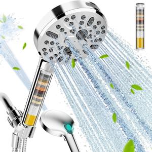 Cobbe Filtered Shower Head with Handheld, High Pressure 9 Spray Mode Showerhead with Filters, detachable shower head, Water Softener for Hard Water Remove Chlorine and Harmful Substance, Chrome (3. Chrome Plated)