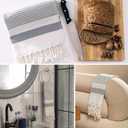 Ruvy Home Basics Turkish Hand Towels for Bathroom Set of 4 | 18"x40", Cotton | Decorative Towel for Bathroom, Kitchen, Dishcloth, Tea, Yoga, Face, Gym - Light Grey