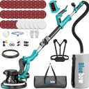 Drywall Sander, 1000W Popcorn Ceiling Removal Tool, Electric Drywall Sander with Vacuum Dust Collection & Digital Display Screen, 30Pcs Sanding Discs, 9 Variable Speed 800-2100RPM, Extendable Handle
