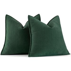 MIULEE Pack of 2 Green Decorative Pillow Covers 20x20 Inch Soft Chenille Luxurious Couch Throw Pillows Farmhouse Cushion Covers with Elegant Design for Sofa Bedroom Living Room Home Decor (20" x 20" (Pack of 2))