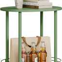 Small Modern Oval Side Table with Storage,2-Tier Side Tables Living Room,Sturdy Nightstand for Small Space - Living Room, Bedroom, Bathroom, Nursery (1PC,Green)