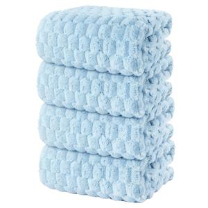 4 x meishiqi 4 Pack Microfiber Bath Towels Large, Super Absorbent, Quick Dry, Plush and Fluffy, 27.5″ x 55″, Luxury Towel Set for Bathroom, Spa, Gym, Travel - Blue