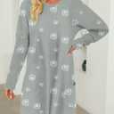 KISSMODA Womens Casual Tunic Tops for Leggings Long Sleeve Fall Shirts with Pockets (Gray, L)