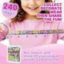 Sticker Bracelet Kit with Collection Book, 240 Mini Stickers Set, Wearable & Shareable Sticker Rolls, Kids Beading Set for Bracelet & Necklace Making, 1000+ Designs (6X Drop)