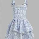 Floerns Girl's Cute Bowknot Floral Short Dress Sleeveless Boho Tiered Dresses