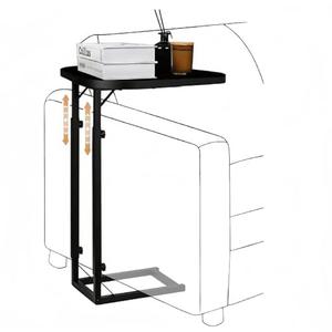Premium Adjustable C Shaped End Table, Mini Side Tables for Couch and Sofa, Small Coffee Table with Metal Frame, Beautiful and Practical Sidekick for Your Living Room, Bedroom, Bedside, Rustic Black