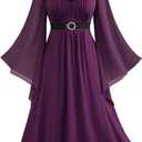 ROSE GAL Rosegal Plus Size Renaissance Costumes Dress for Women Medieval Fairy Halloween Dress (Purple, XXXL)
