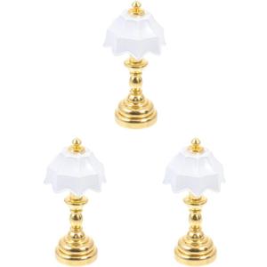 Uonlytech Dollhouse Lamp Model 3 Pcs Miniature Lamp Decorative Mini Light Miniature Lamp Model Miniature Furniture Model Led Desk Lamp Vintage Decor for Dollhouse