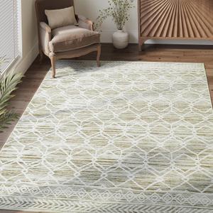 jinchan Moroccan 4x6 Area Rugs for Bedroom - Machine Washable Soft Modern Geometric Stain Resistant Non-Slip Ultra-Thin Low-Pile Carpet for Living Room Kitchen Dining Room (4x6ft, Taupe)